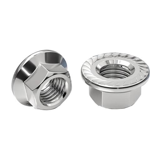 WUXIAOCSG Hex Flange Nuts, Set of 20, 304 Stainless Steel Hex Lock Nuts (M5)