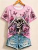 2026 Spring Summer Unisexs Halloween Shortsleeve Tshirt Ghost And Pumpkin Print Crewneck Top Fashionable Unisexs Tshirt