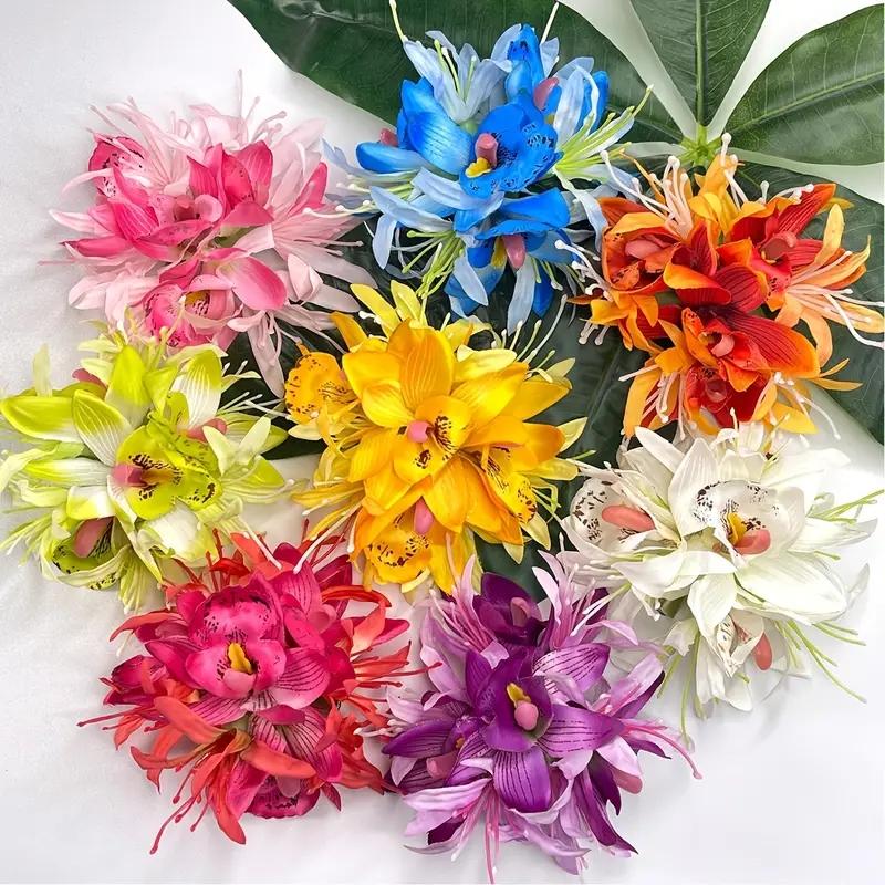 Large Sweet Equinox Flower Hair Clips Simulated Orchid Flower Hair Pins Beach Hawaii Vacation Foral Hair Clips Hair Accessories