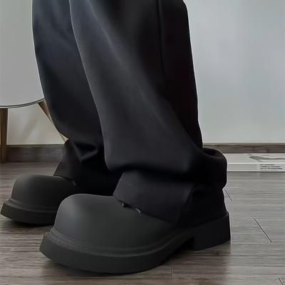 Çiftler için Kalın Tabanlı, Yüksek Yükseklikli ve Günlük Tek Adımlı Tekme ile İlkbahar ve Sonbahar Büyük Kafa Derby Deri Ayakkabı