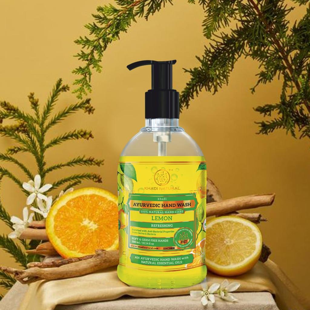 KHADI NATURAL Zitronen-Handseife 300 ml Tiefenreinigung Parabenfrei Erfrischend Tägliche Anwendung Für Alle Hauttypen