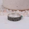 Green Onyx Celtic Knot Silver Band Ring | Infinity Symbol Brass Jewelry | Spiritual Gift for Him/Her