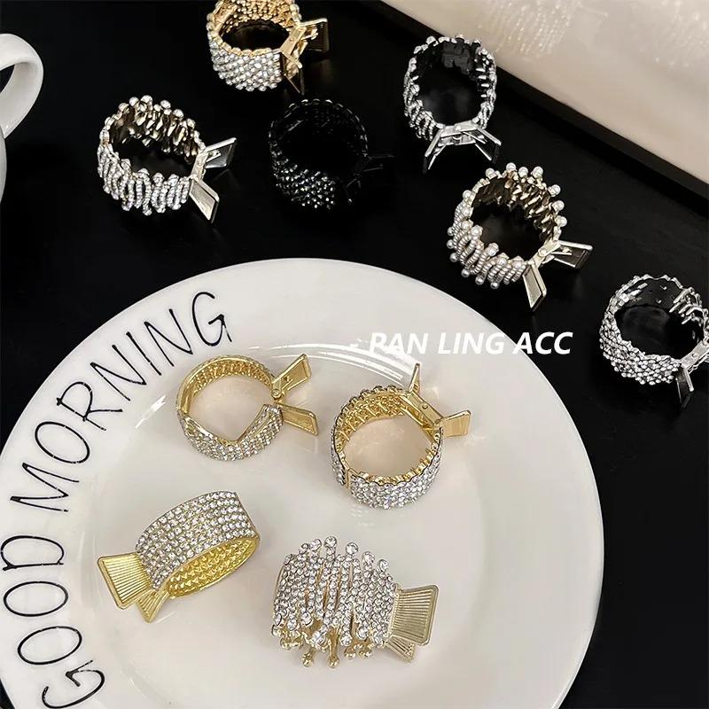 Moda Clip per Capelli in Metallo con Strass per Donne Ragazze Mini Supporto per Coda di Cavallo Alta Pinze per Capelli di Cristallo Eleganti Accessori per Acconciature da Festa