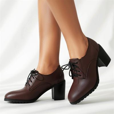 Mode Lässig Hohe Absätze Pumps Slipper Schuhe Braun Schwarz Damen Absatz Schnürschuhe Lässig Party Büro Oxfords Schuhe Große Größe 45
