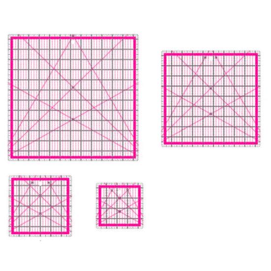 Yousheng 4Pcs Acrylic Quilting Ruler 4.5/6/9.5/12.5-Inch Square Fabric Cutting Patchwork Ruler with Clear Mark DIY Sewing Craft Projects Template
