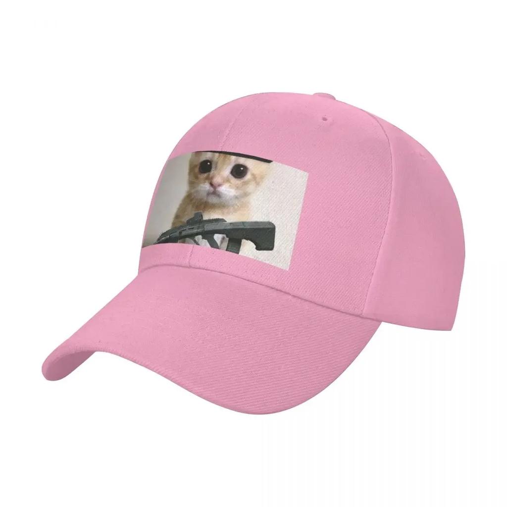 Cat With Uzi Gun Baseball Cap Anime Hat Luxury Brand Men's Big Size Hat Women Caps Men's