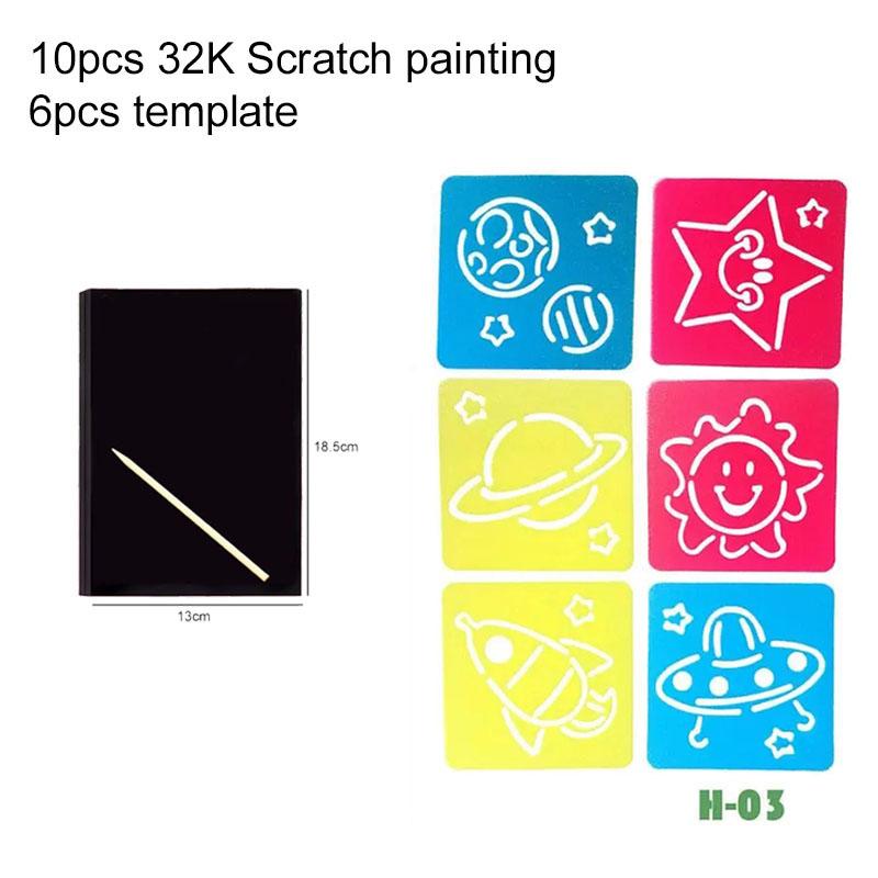 10 SZTUK Magiczny Kolor Tęczowy Papier Rysunkowy Scratch Art Karta 32k z Pustym Szablonem do Szkoły Artykuły Plastyczne Narzędzia do Malowania TMZ