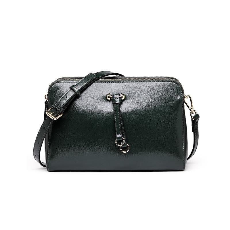 

Весенне-летние новые модные женские кожаные сумки, женские сумки из высококачественной коровьей кожи, трендовая маленькая квадратная сумка через плечо темно-зеленого