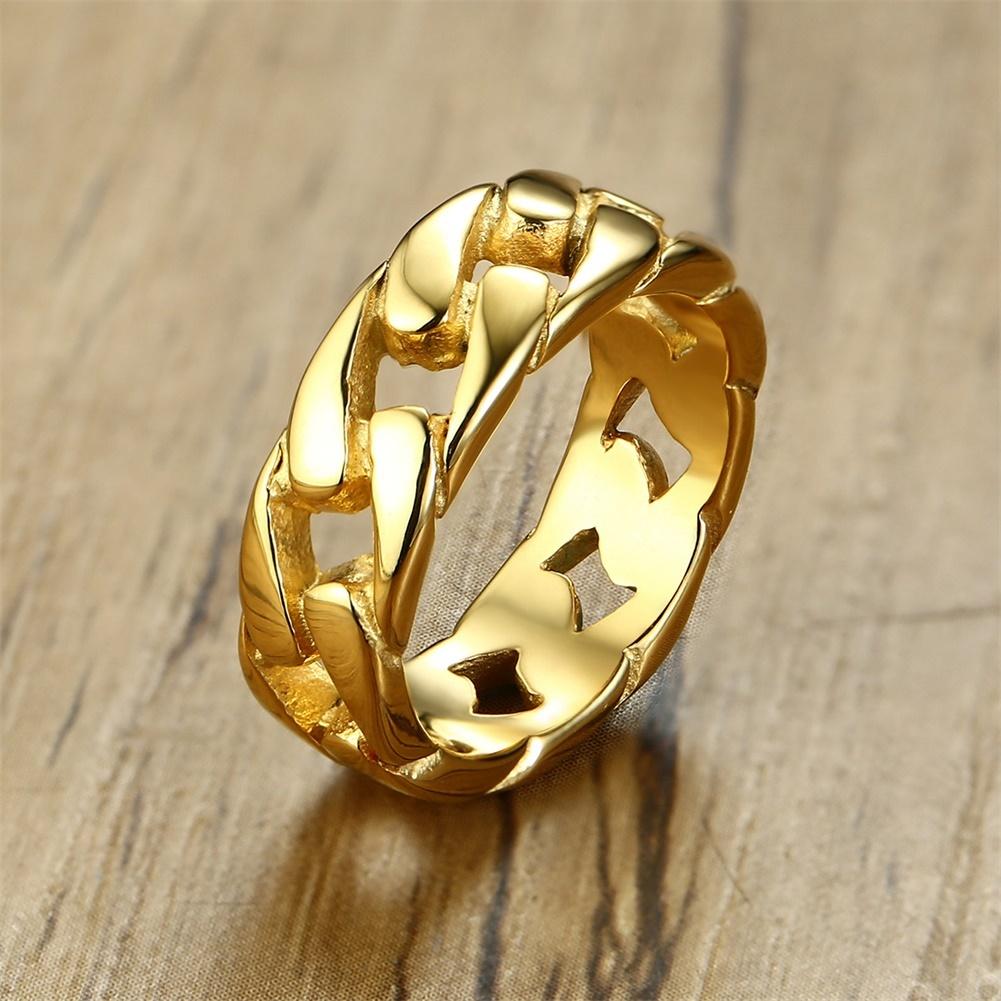 Vnox Men Vintage Oxidized Stainless Steel Rings, Links Shaped Finger Band, Punk Rock Male Alliance