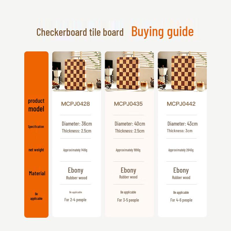 maxcook Checkerboard Ebony Wood Cutting Board