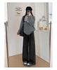 High-Waisted Fleece-Lined Plaid Wide-Leg Pants for Women, 150 Petite, Slimming Casual Autumn/Winter Wear