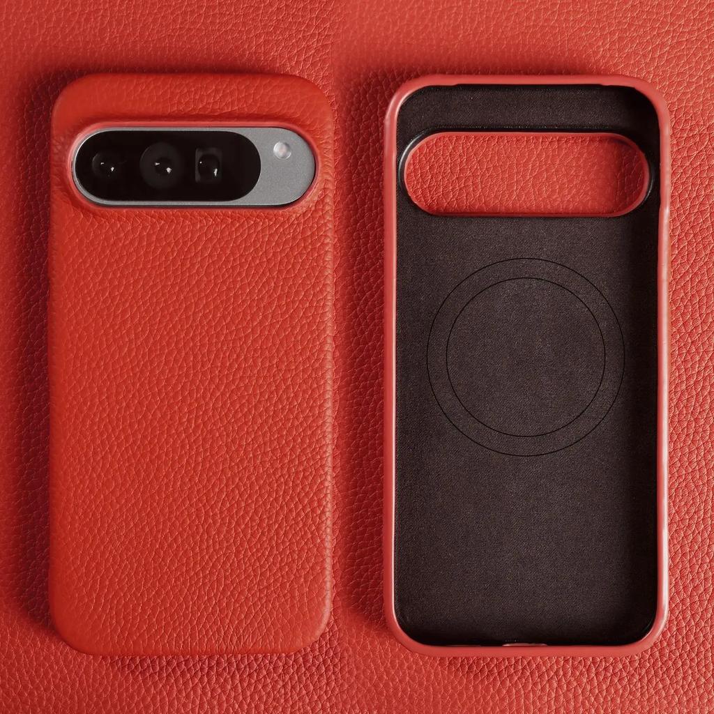 Für Google Pixel 11 Pro XL Echte Leder Magnetische Hülle mit MagSafe Luxuriöse Rindsleder Handy Rückseite für Pixel 11 10 Pro XL