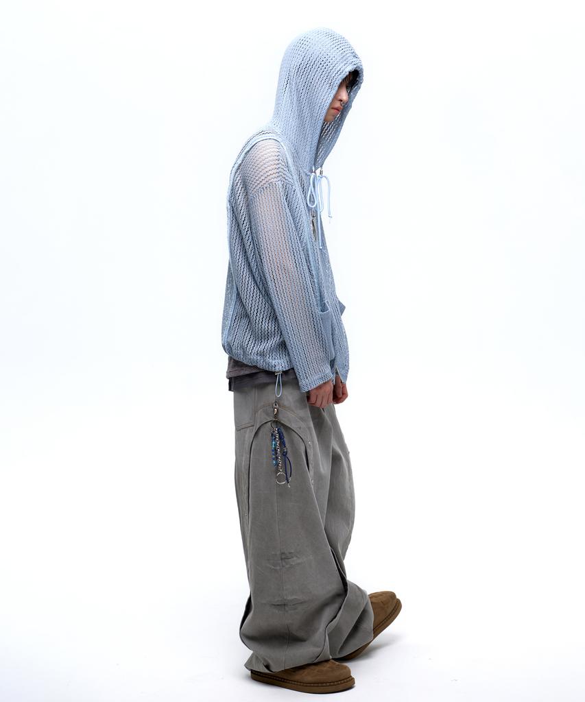 Aleseueseussi Curved Incision Balloon Denim Pants - Gray