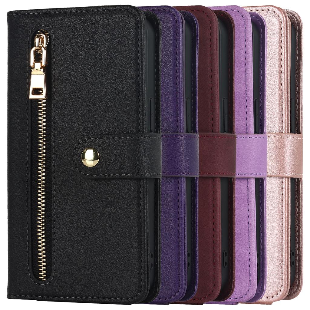 Crossbody Zipper Cards Bag Wallet Leather Case For iPhone 15 Pro Max 14 Plus 13 12 Mini 11 XR 7 8 SE 2022 Purse Pocket Lanyard
