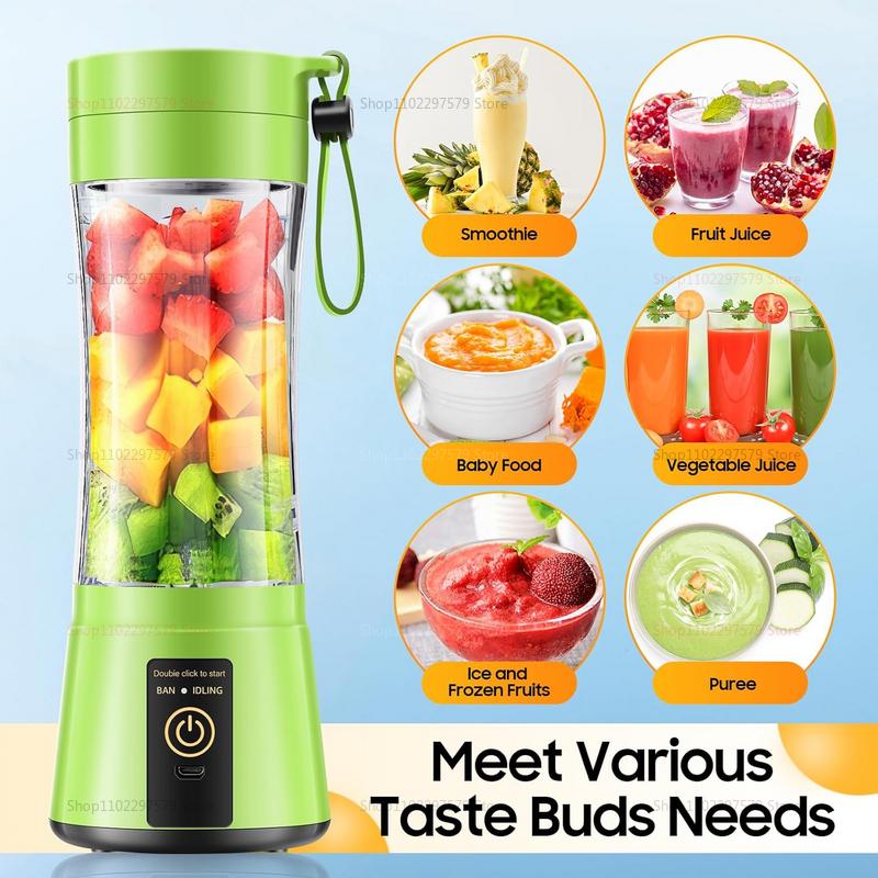 New Mini Portable Blender Bottle USB 6 Blades Fruit Fresh Juicer Smoothies Mixer Machine Crusher Food Processor for Kitchen