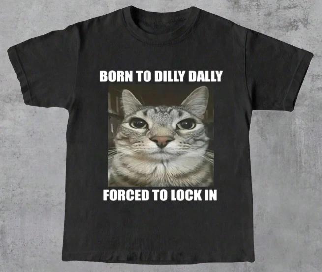 

Glimmora Funny Cat Slogan Graphic Short Sleeve T-Shirt S