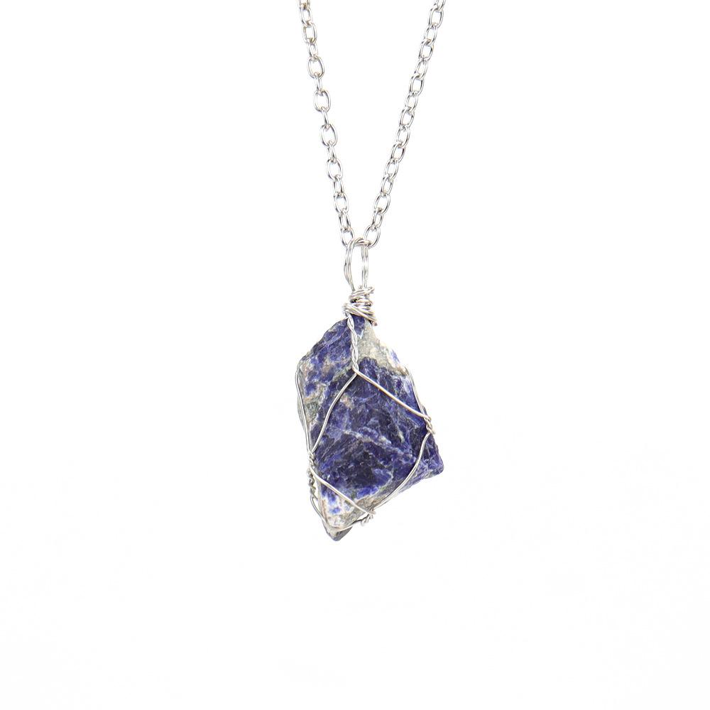 Irregular Natural Crystal Amethyst Rough Stone Pendant, Handmade Twisted Stone Necklace N651 Pure natural