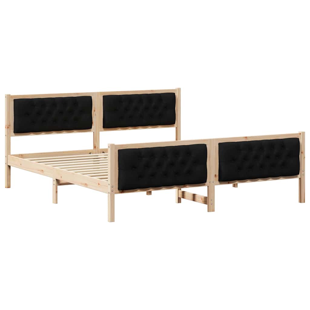Bed Frame Black 160 x 200 cm Solid Pine Wood