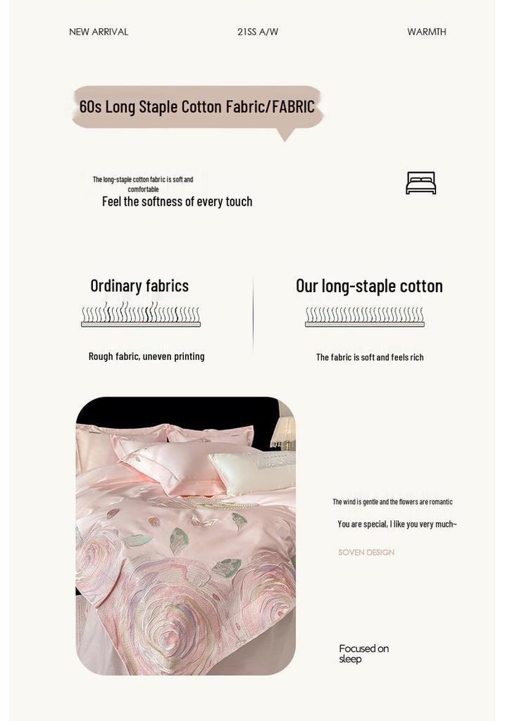 Butterfly Dance Luxury Cotton Embroidered 4-Piece Bedding Set - Light Luxury Collection