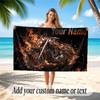Motorcycle Biker Theme Quick Dry Beach Towel Custom Name Text Print Large Sand Resistant Towel Beach Vacation