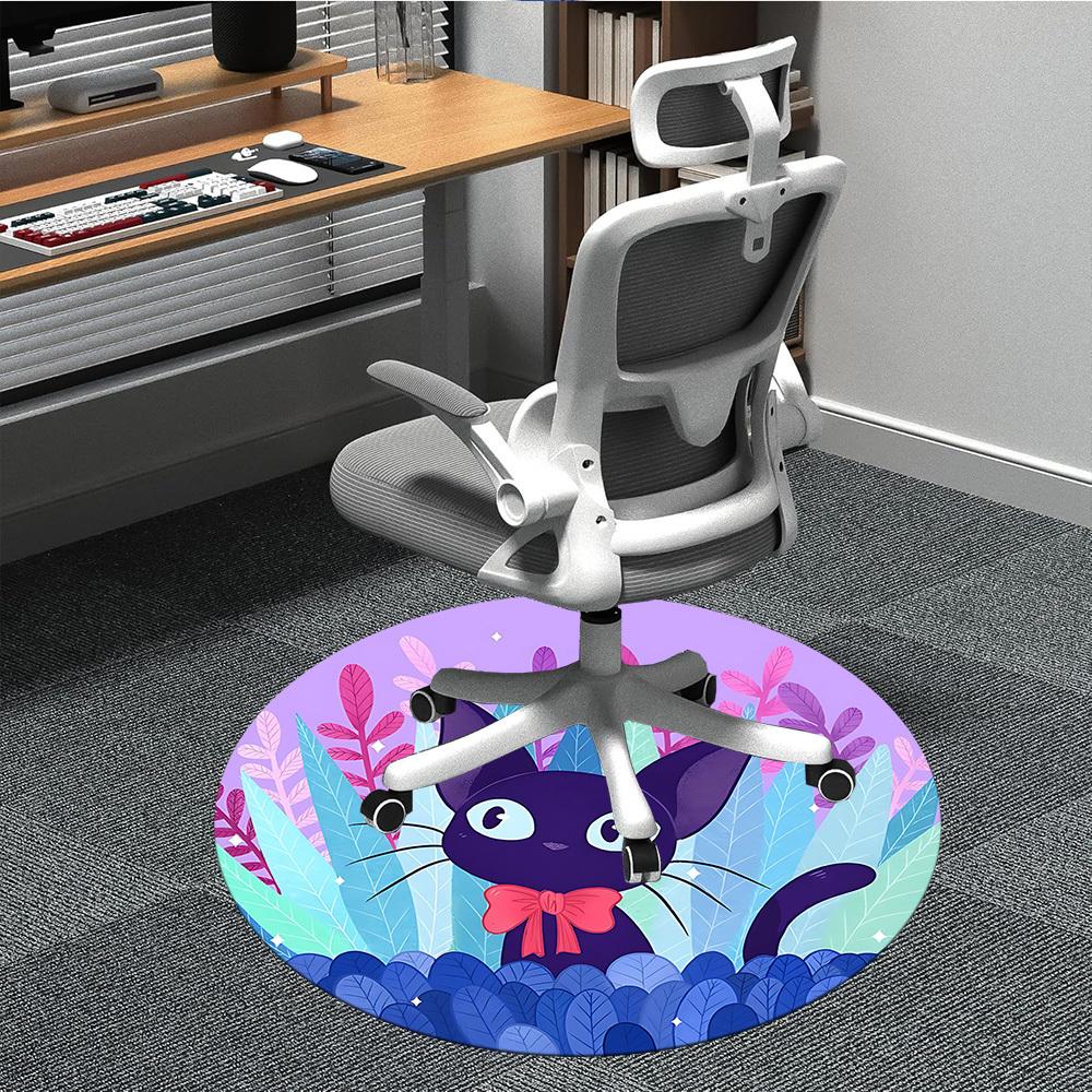 1pc Cat Garden Office Round Area Rug, Mat Suitable For Office, Under Office Chairs Bedroom Living Room Home Decor, Room Deco