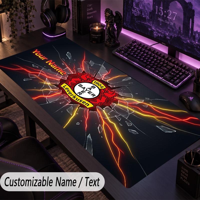 Large Mouse PadBayer Leverkusen Football Custom Name Text Personalized Desk Mat Non Slip Gaming Pad