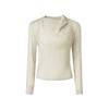 MONPLISSE [Women'S] Cowl Neck Button Pleated Blouse (Light Beige)