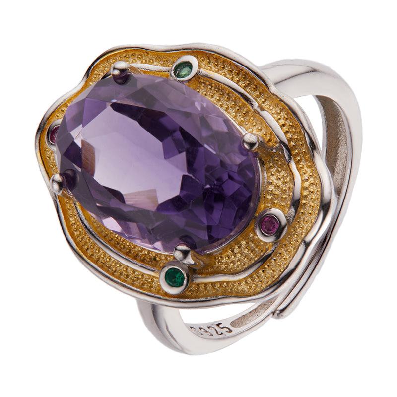 Natural Topaz Citrine Amethyst Ring S925 Sterling Silver Colored Jewelry Xiaohongshu