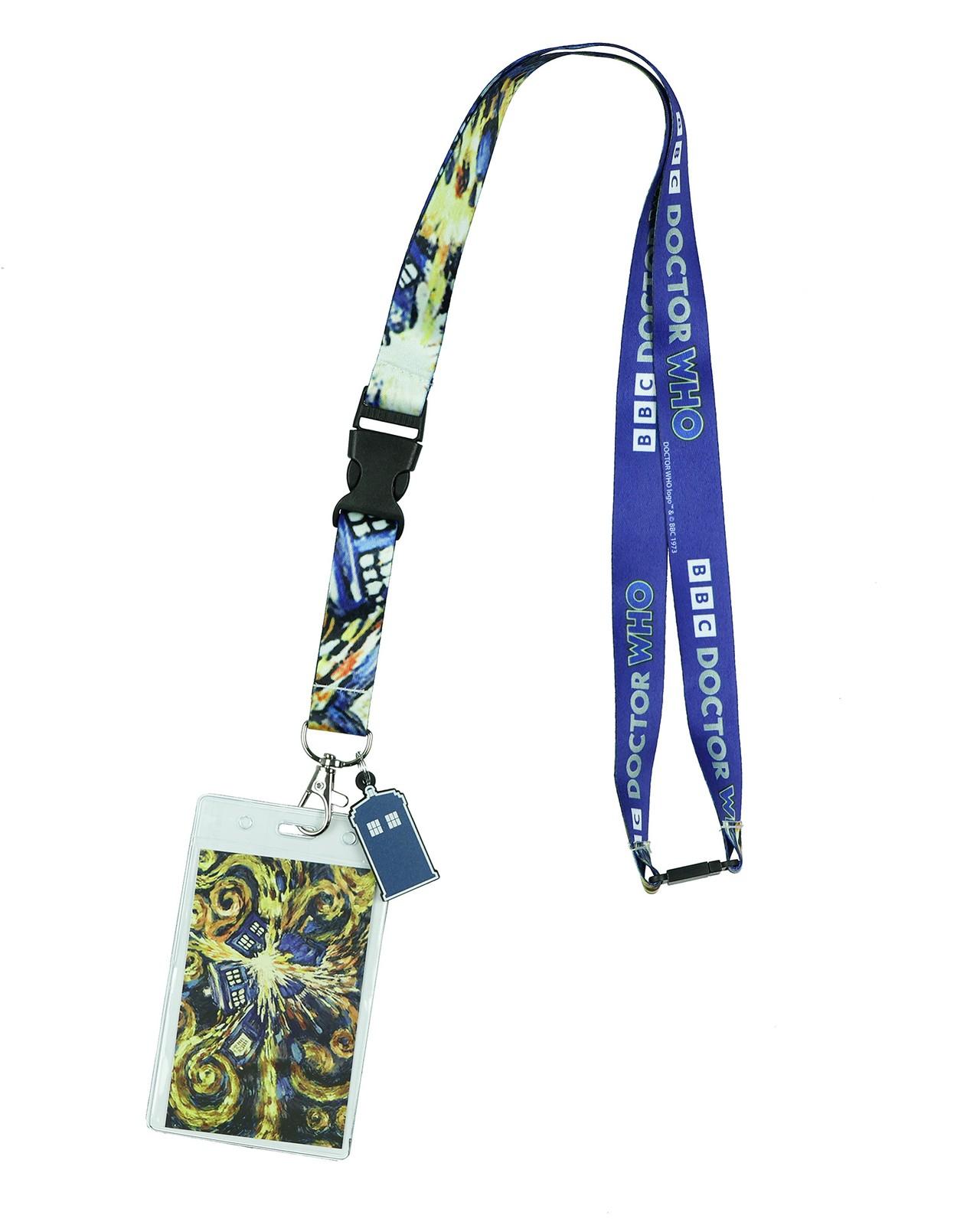 Doctor Who Breakaway Lanyard Exploding TARDIS Badge ID Holder 1.5 TARDIS Charm XXXL