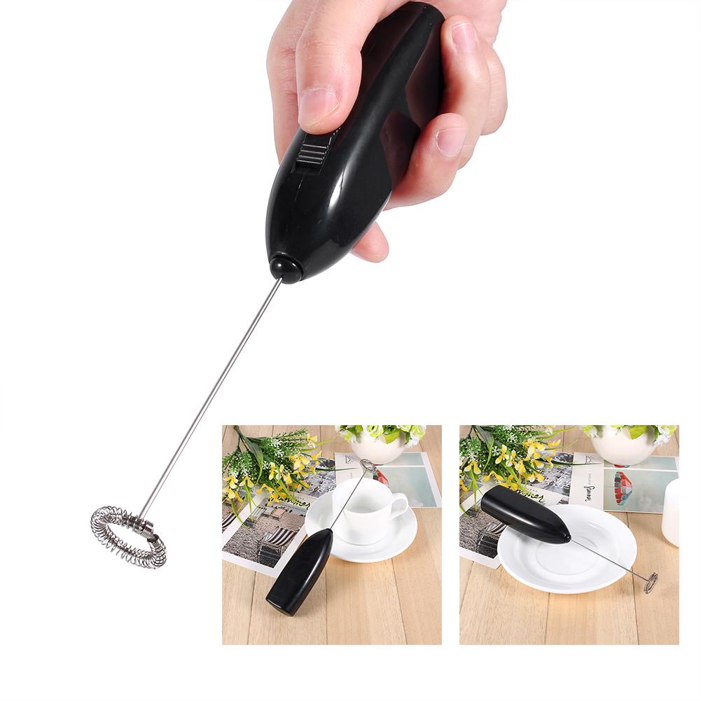 Kitchen Mini Milk Frother Drink Coffee Foamer Electric Whisk Mixer Stirrer Eggbeater Black