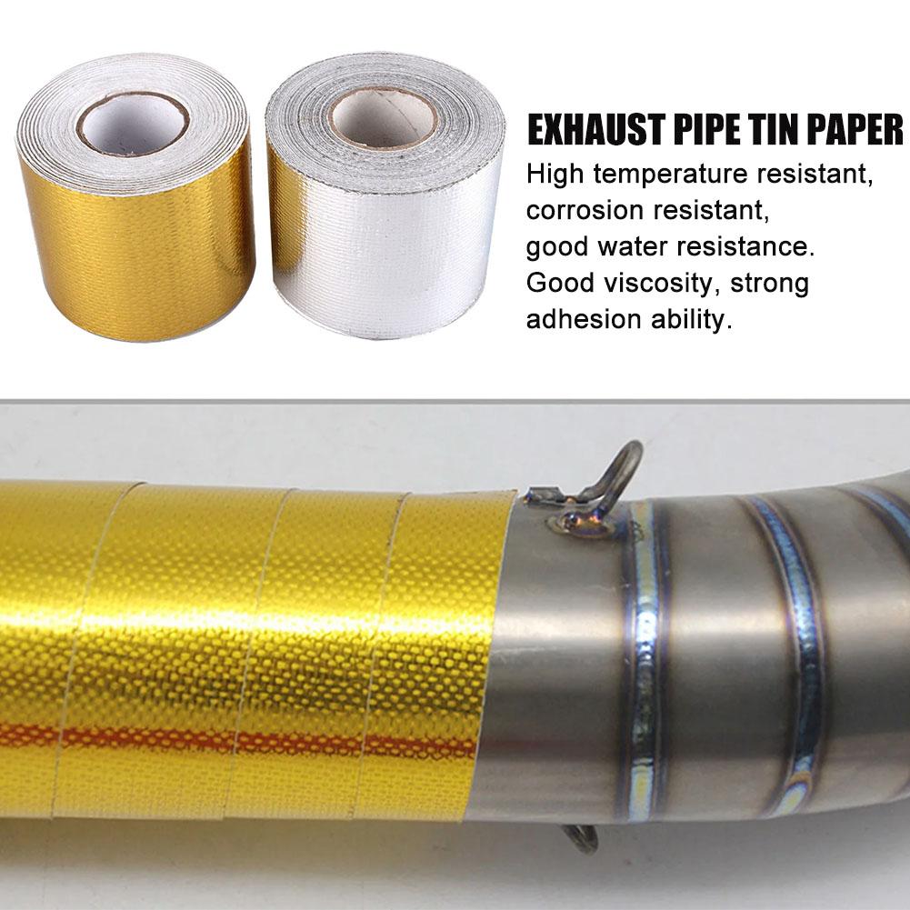 Reflective Self Adhesive Tape Gold/Sliver High Temperature Heat 50mm Universal X 10M Wrap Tape Insulation Bandage Roll B6A3
