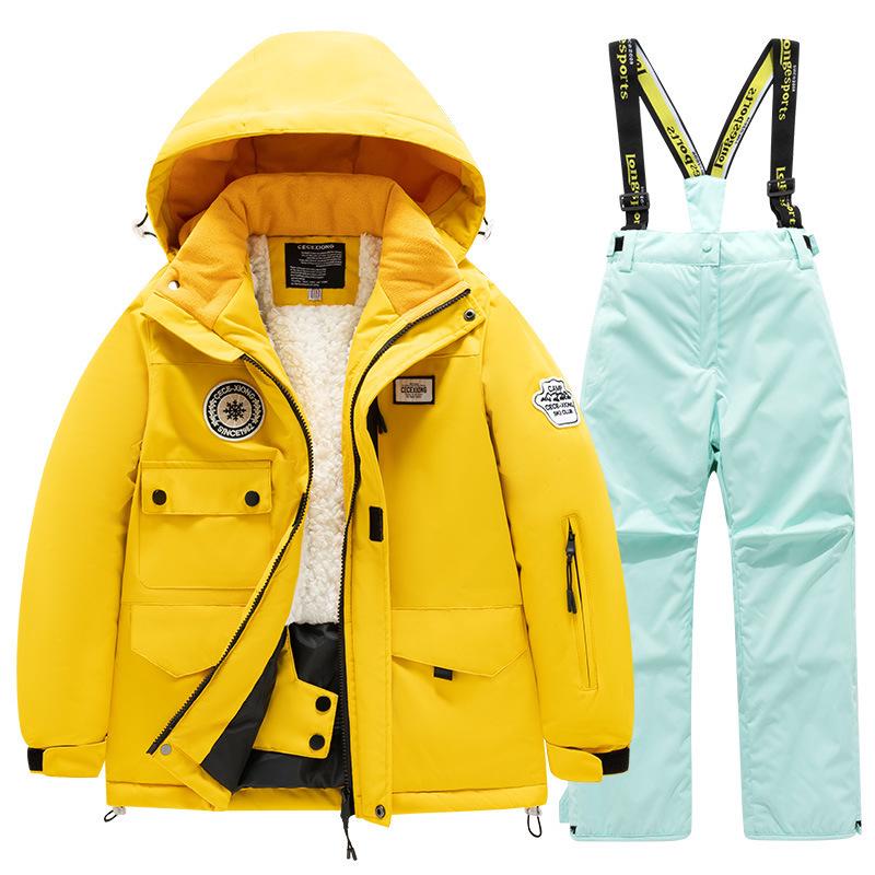 Children's Winter Ski Suit: Thick Fleece, Waterproof, Windproof, for Boys & Girls, Medium & Large Sizes