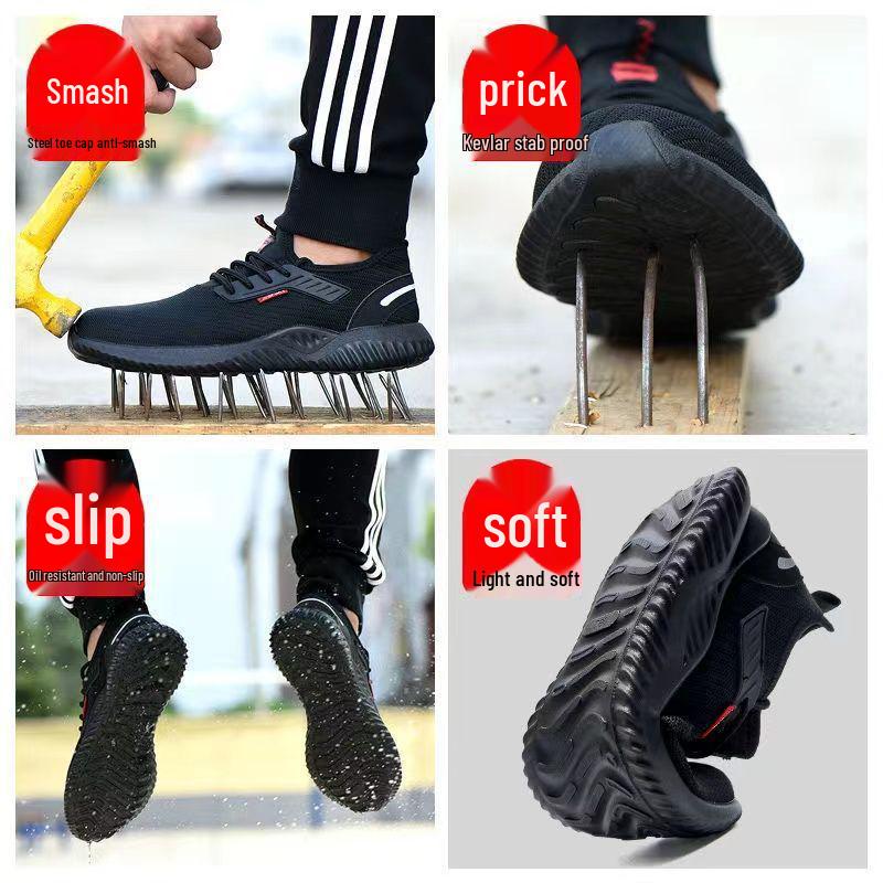Herren Sommersicherheitsstiefel mit Stahlkappe - Atmungsaktiv, Stoßfest, Durchstichfest, Weiche Sohle, Rutschfest, Geruchshemmend, Langlebig.