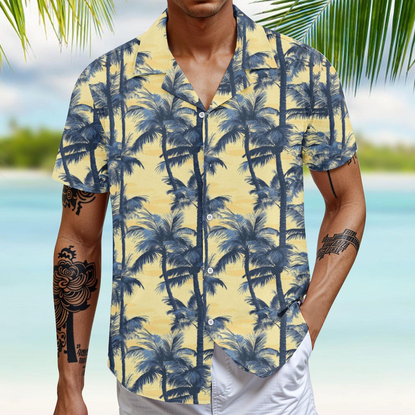 

Мужская повседневная свободная рубашка с короткими рукавами, модная рубашка с принтом, топ XXXL жёлтый