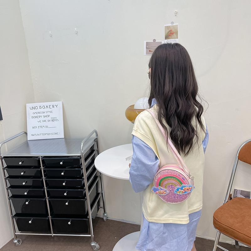 Adorable Rainbow Crossbody Bag For Girls Fashionable Princess Style With Zipper Closure