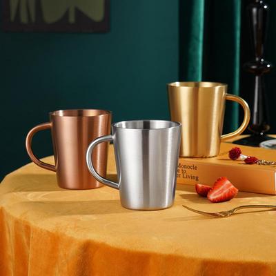 Hochwertiger 304 Edelstahl Kaffeebecher Doppelwandig Verbrühschutzbecher Bier/Wasser/Tee Sturzsicher Metall Reisebecher 320ML