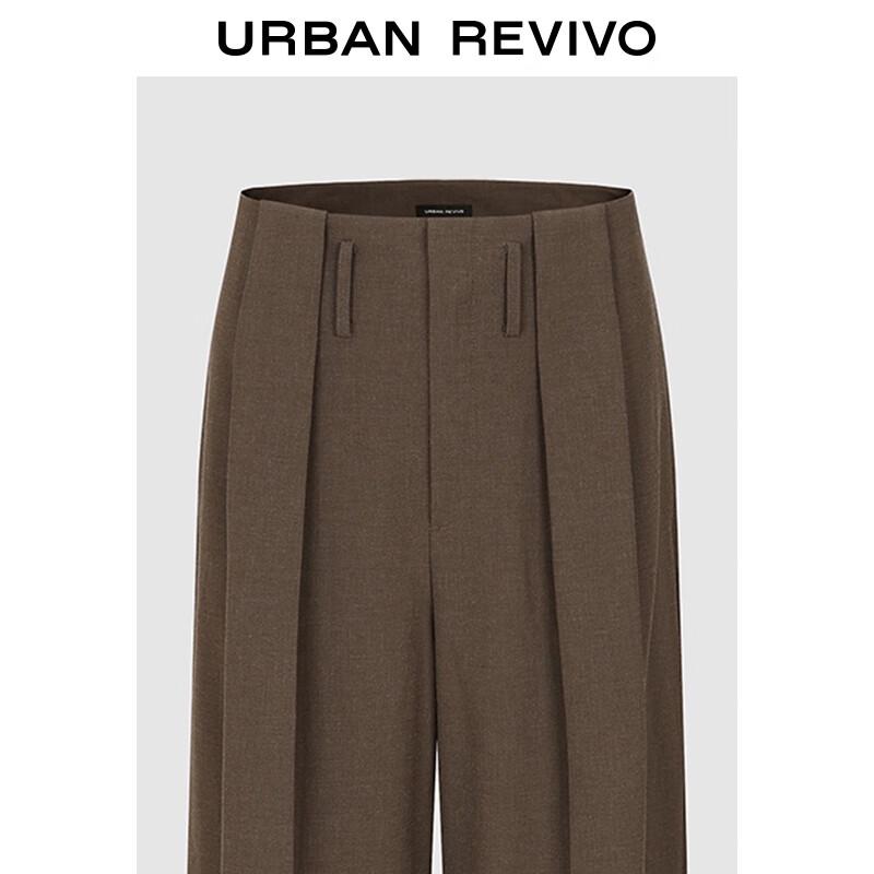 UR 2025 Autumn Retro Elegant Pleated Wide-Leg Pants