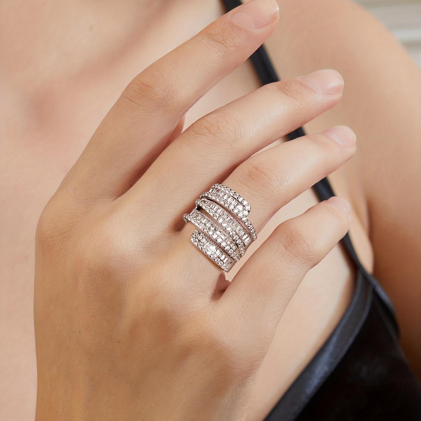 

Zircon winding ring women s versatile high-end sense personality trendy women s light luxury hand jewelry No. 10 срібний