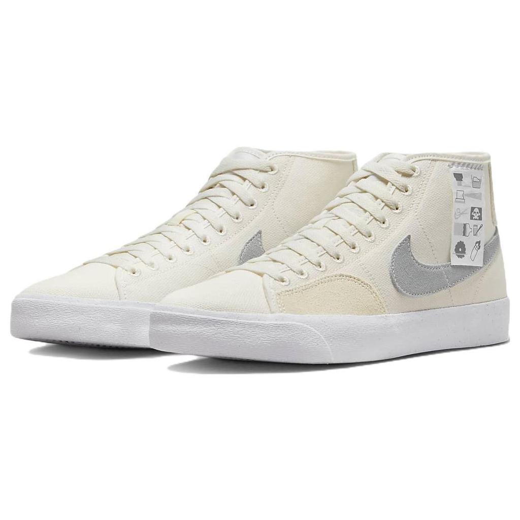 Nike Blazer Court Mid Premium SB Warning Label Men Sneakers White Summit-White DZ7635-110
