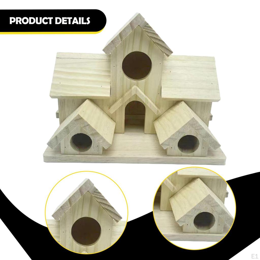 Bird House for Outside Garden Ornament Decor Finch Wooden Hanging Birdhouse Feeder