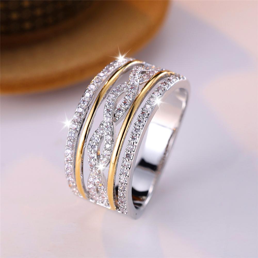 

Cute Female White Stone Infinity Ring Silver Color Wedding For Women 10