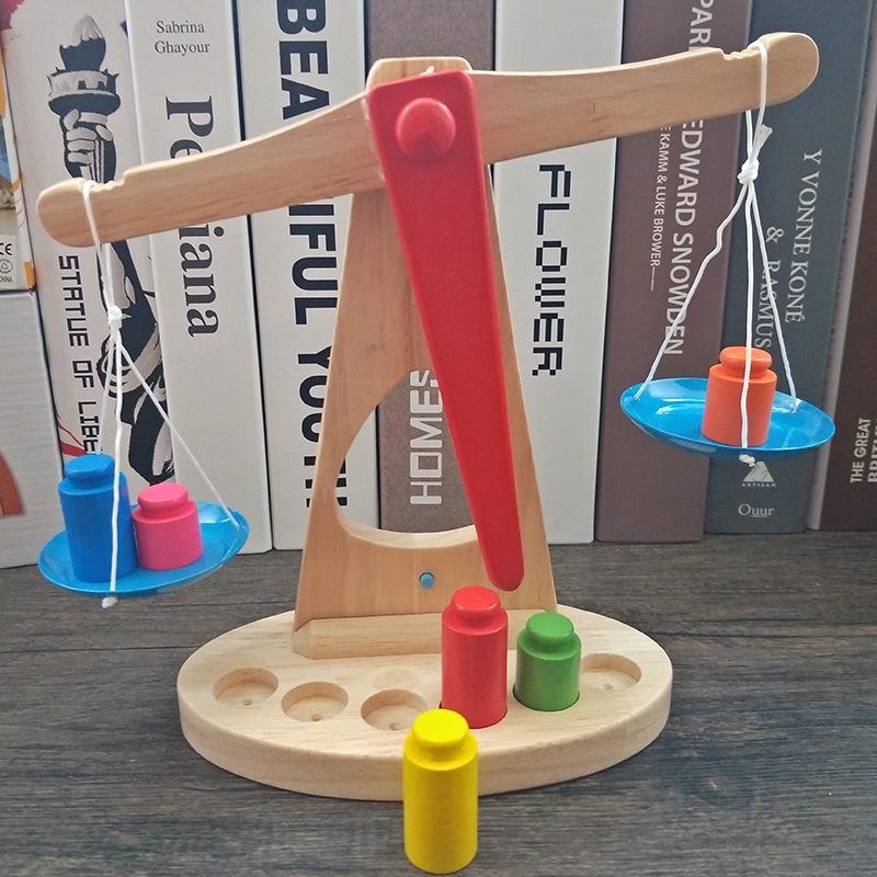 Wooden Balance Scale Toy for Early Learning: Teaches Babies Balance Principles, Ages 0.5-3 Years