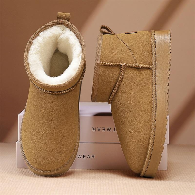 Snow Boots Women Lace Up Warm Ankle Boots Ladies Winter Fur Shoes Platform Casual Comfortable Short Boots