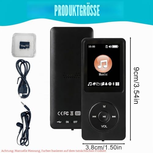 64GB MP3 Player Bluetooth 5.3 with Headphones, HiFi Sound Music Player for Sports, 1.8" TFT Color Screen