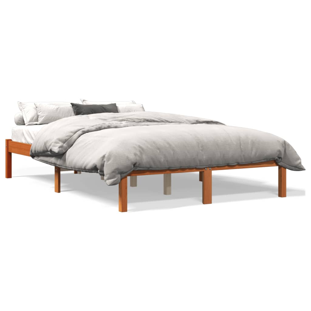 Vidaxl Bed Frame Without Mattress, Waxed Brown, 120X200 Cm, Solid Pine