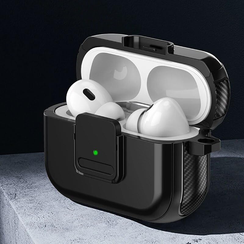 Kid-Proof case for AirPods Pro 1/2 1st/2nd gen Generation/AirPods 3: Magnetic, Safety Lock, Shock-Proof, with or Without AirTag Holder (Blue and
