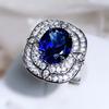 Classic Square Ring Sapphire Zircon  Sterling Silver Party Wedding Rings with Stamp for Women Fine Engagement