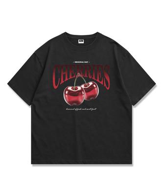 ORIGINALDAY Chrome Cherry Oversized Short Sleeve T-Shirt Black
