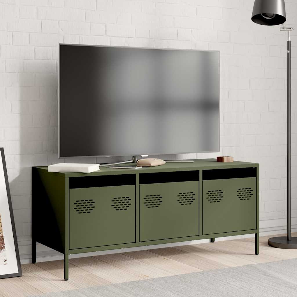Vidaxl Mobile TV, Oliva, 101,5X39X43,5 Cm, Acciaio Laminato a Freddo