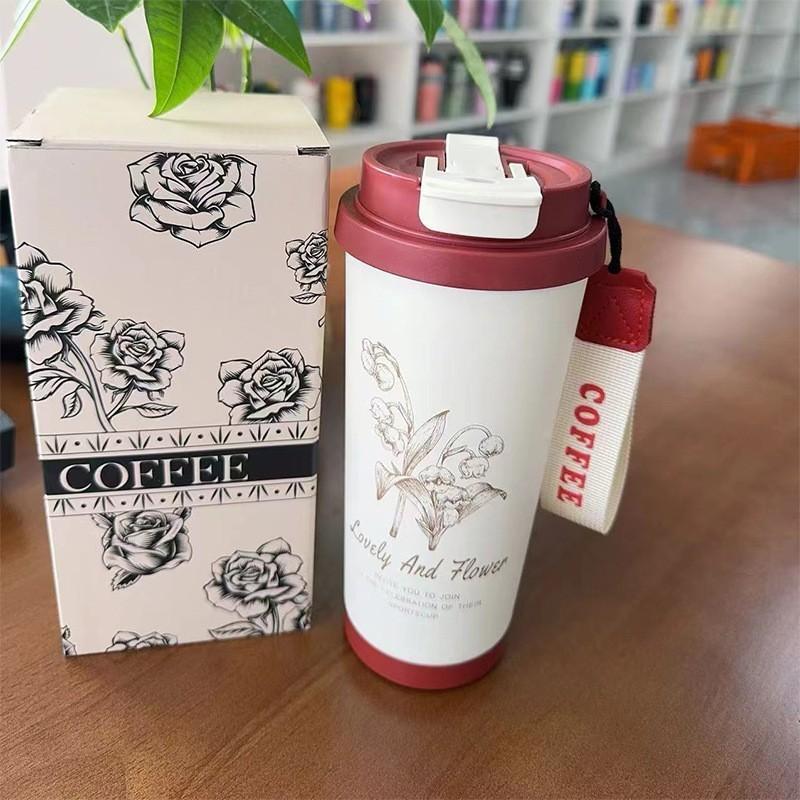 Modern Stainless Steel Insulated Coffee Cup With Double Lid For Office And Travel